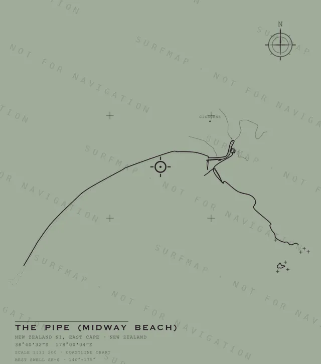 The Pipe (Midway Beach) chart, the full artwork printed on the back