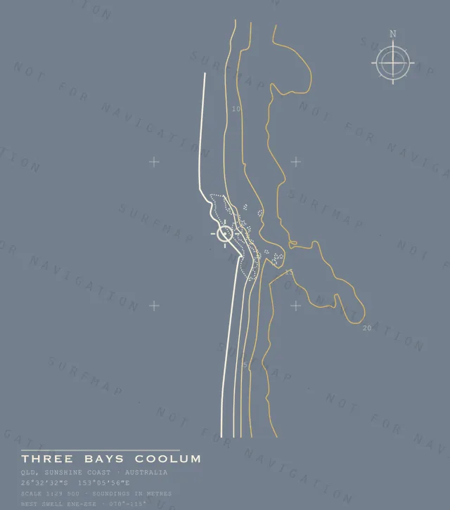 Three Bays Coolum chart, the full artwork printed on the back