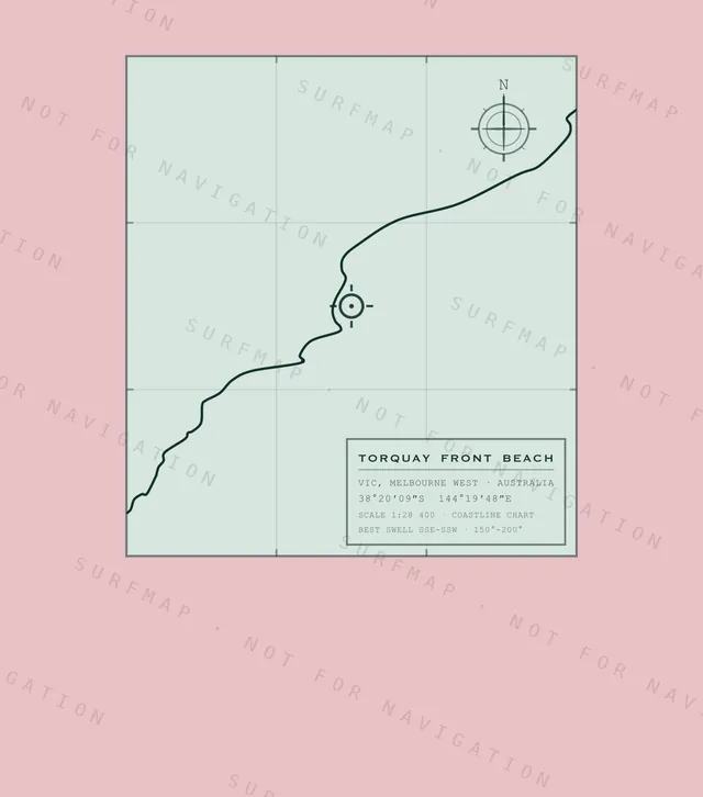 Torquay Front Beach chart, the full artwork printed on the back