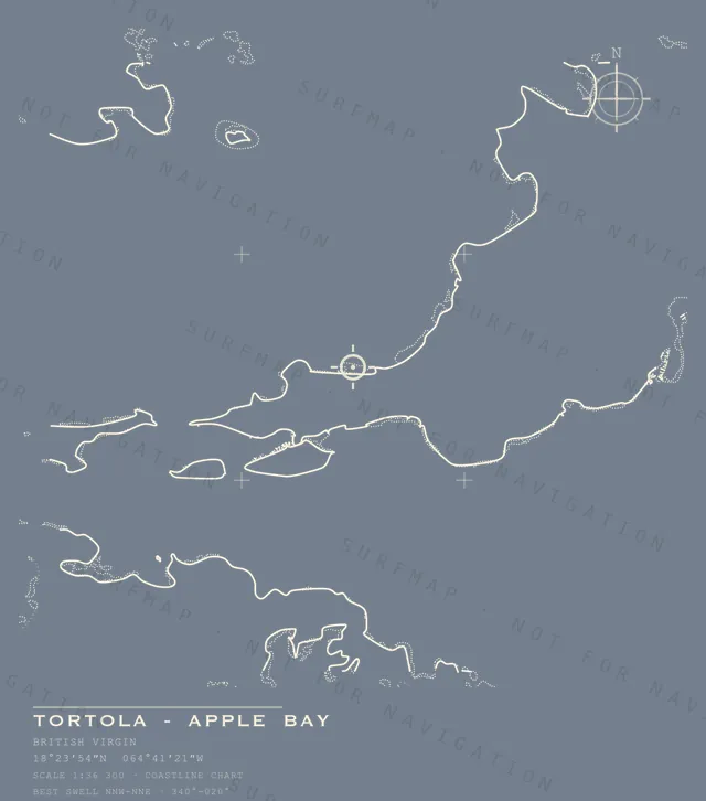 Tortola - Apple Bay chart, the full artwork printed on the back