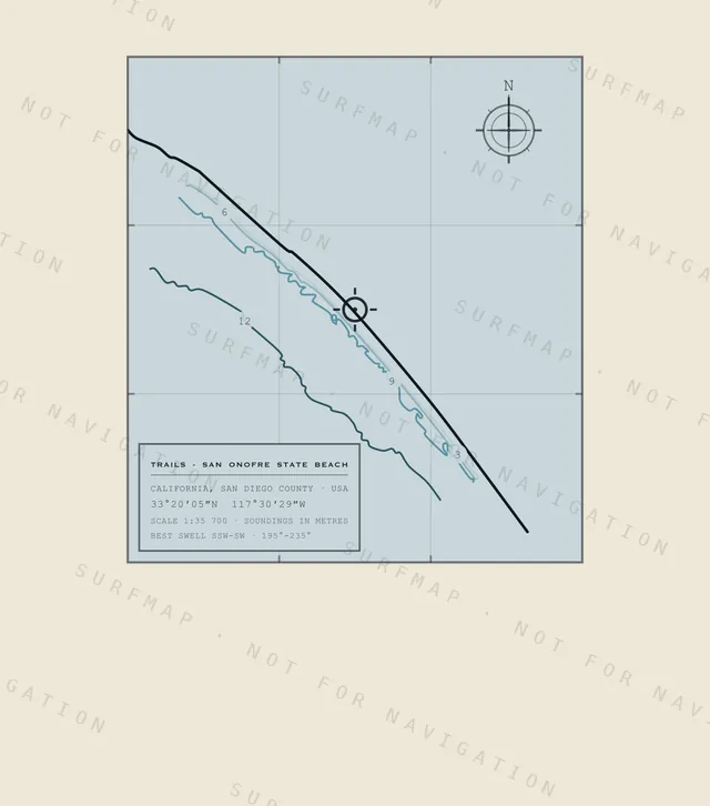 Trails - San Onofre State Beach chart, the full artwork printed on the back