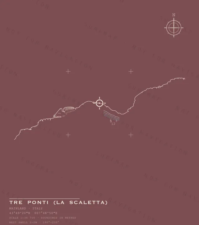 Tre Ponti (La Scaletta) chart, the full artwork printed on the back