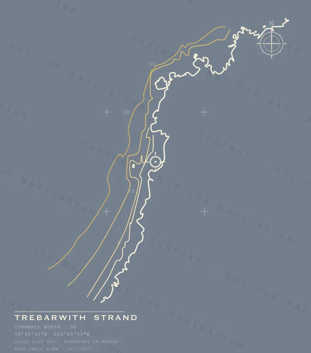 Trebarwith Strand chart, the full artwork printed on the back