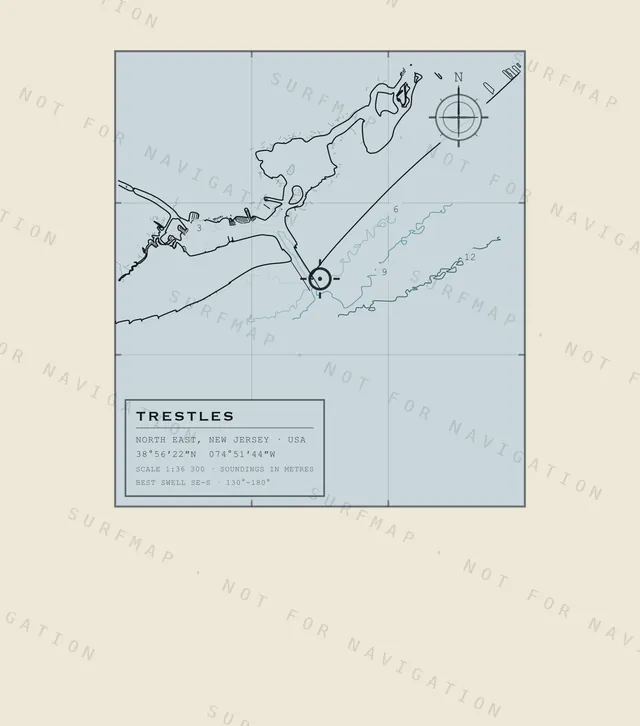 Trestles chart, the full artwork printed on the back