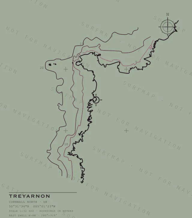 Treyarnon chart, the full artwork printed on the back