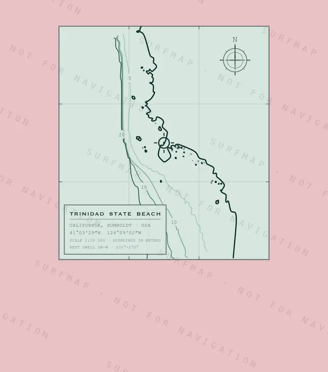 Trinidad State Beach chart, the full artwork printed on the back