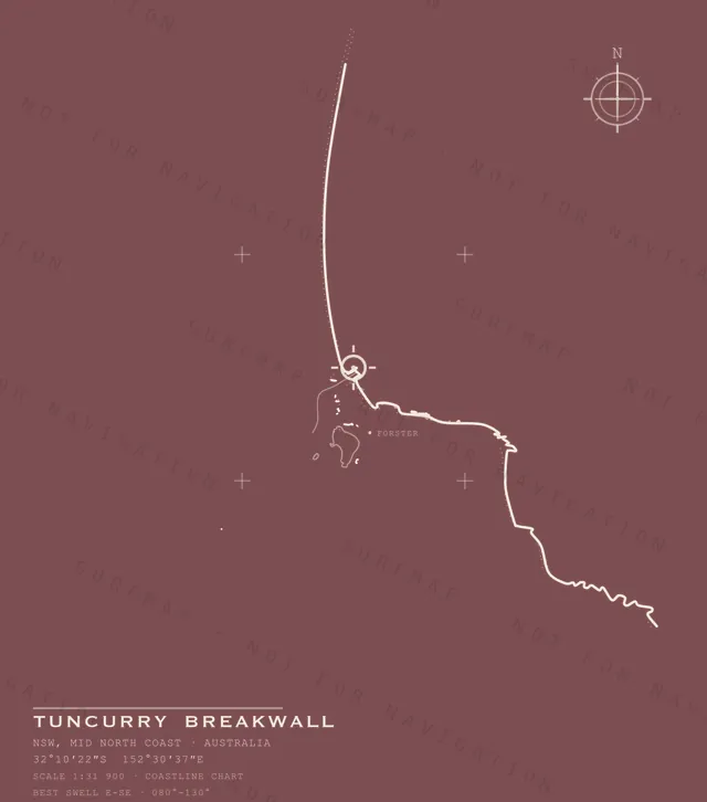 Tuncurry Breakwall chart, the full artwork printed on the back