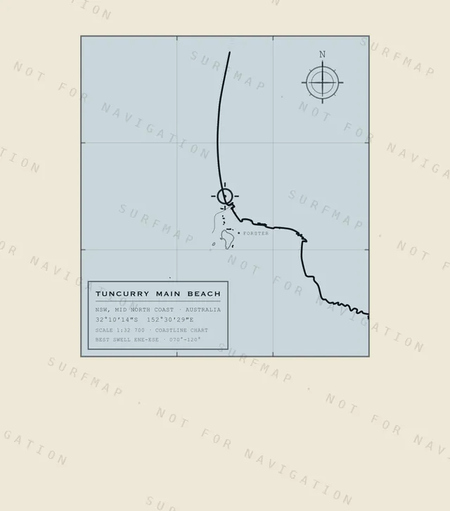 Tuncurry Main Beach chart, the full artwork printed on the back