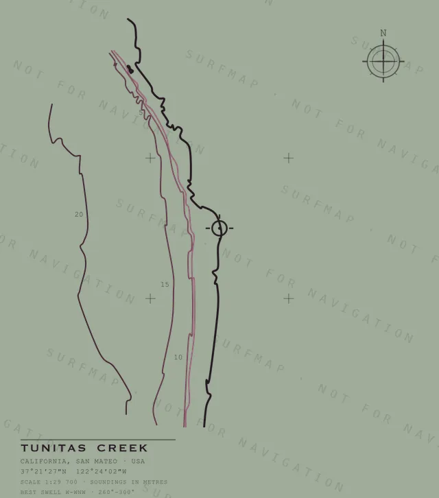 Tunitas Creek chart, the full artwork printed on the back