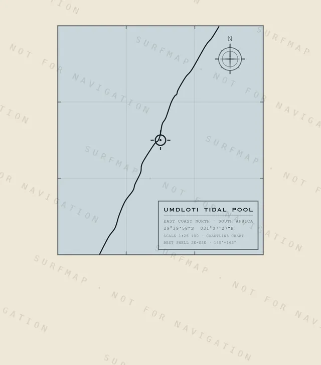 Umdloti Tidal Pool chart, the full artwork printed on the back