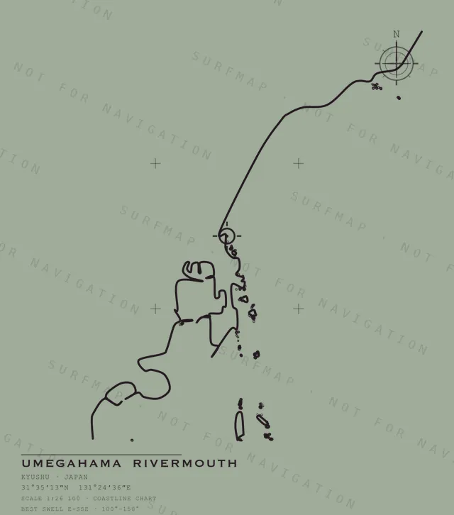 Umegahama Rivermouth chart, the full artwork printed on the back