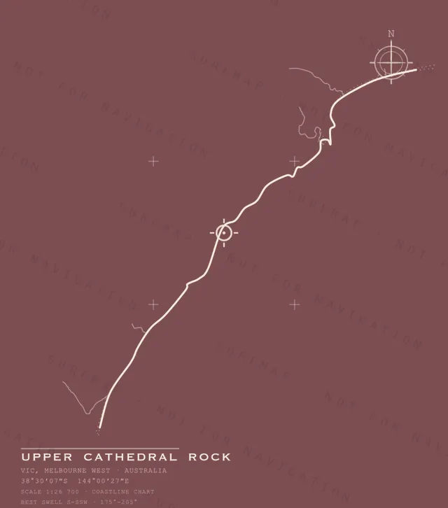 Upper Cathedral Rock chart, the full artwork printed on the back