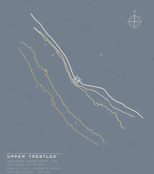 Upper Trestles chart, the full artwork printed on the back