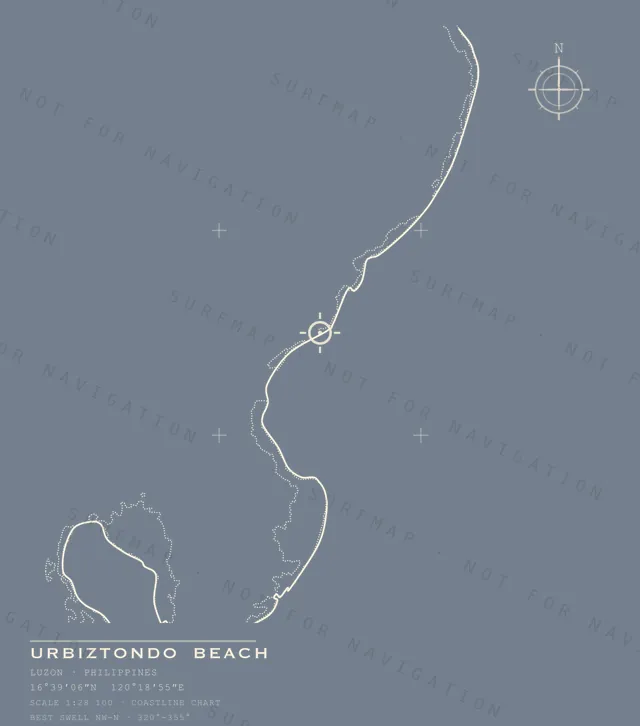 Urbiztondo Beach chart, the full artwork printed on the back