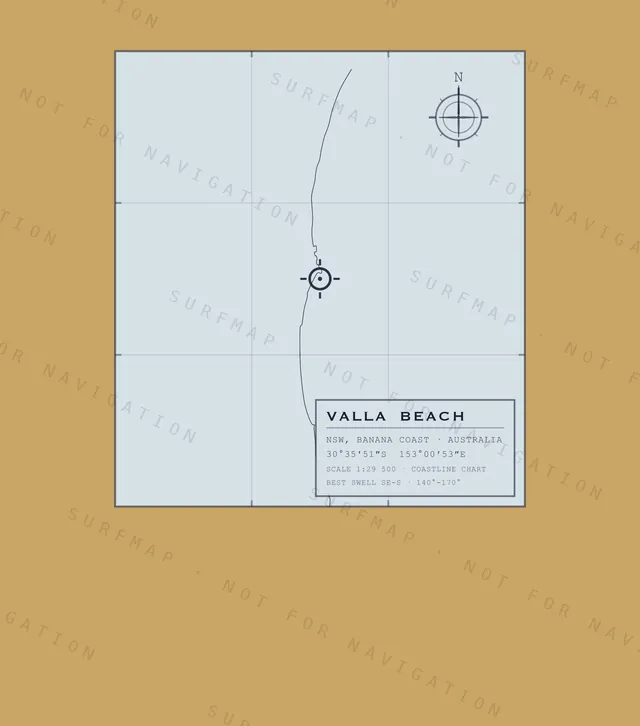 Valla Beach chart, the full artwork printed on the back