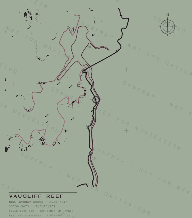 Vaucliff Reef chart, the full artwork printed on the back