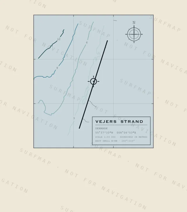 Vejers Strand chart, the full artwork printed on the back