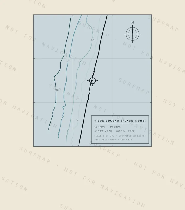 Vieux-Boucau (Plage Nord) chart, the full artwork printed on the back