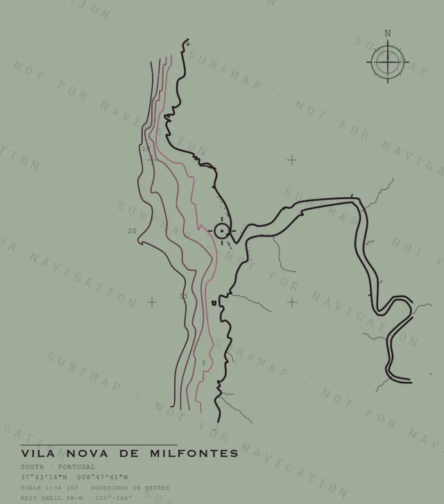 Vila Nova de Milfontes chart, the full artwork printed on the back