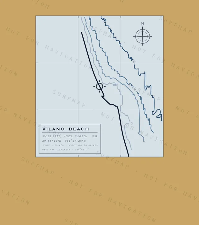 Vilano Beach chart, the full artwork printed on the back