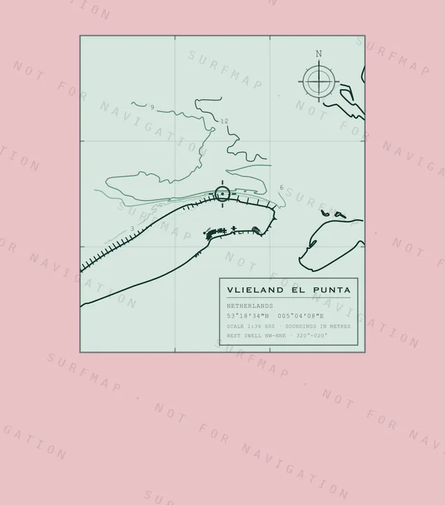 Vlieland El Punta chart, the full artwork printed on the back