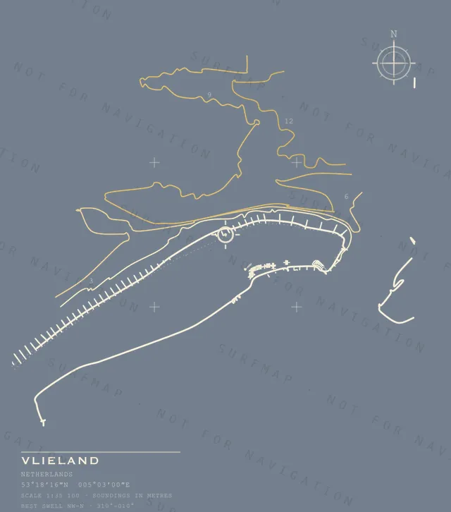 Vlieland chart, the full artwork printed on the back