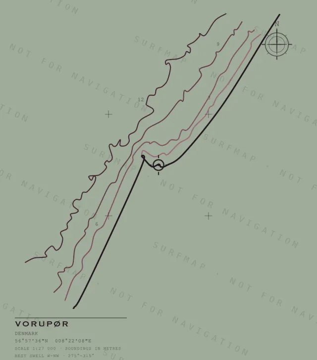 Vorupør chart, the full artwork printed on the back