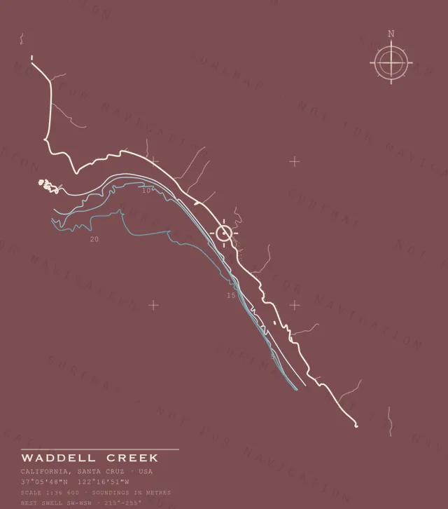 Waddell Creek chart, the full artwork printed on the back