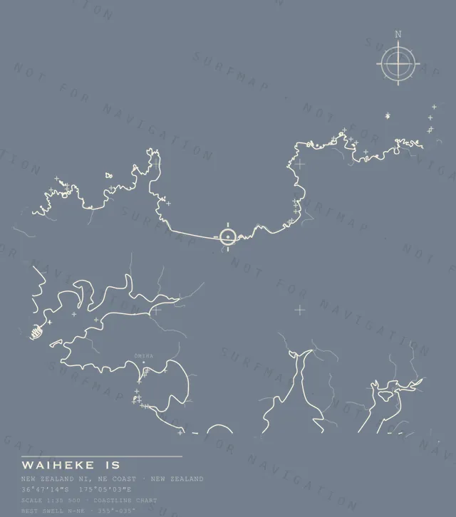 Waiheke Is chart, the full artwork printed on the back