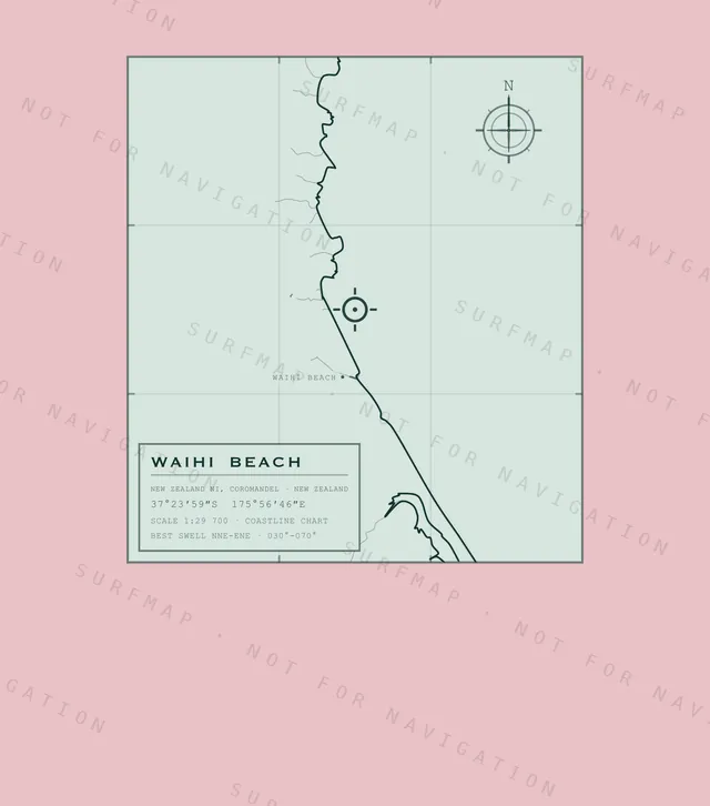 Waihi Beach chart, the full artwork printed on the back