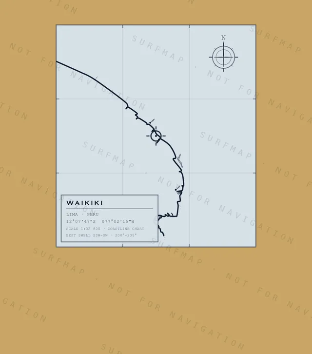 Waikiki chart, the full artwork printed on the back