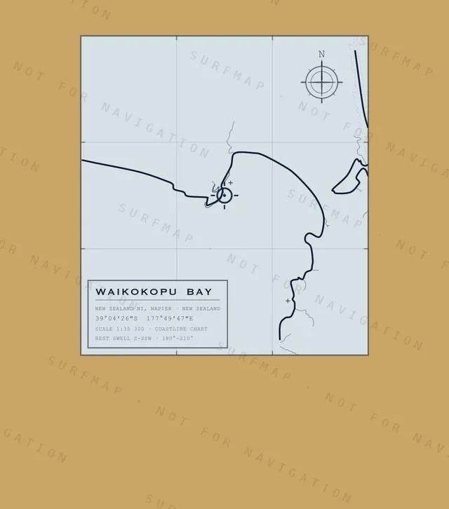 Waikokopu Bay chart, the full artwork printed on the back