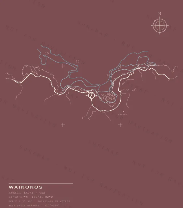 Waikokos chart, the full artwork printed on the back