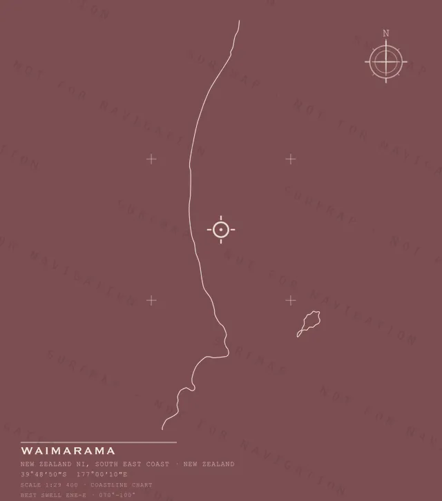 Waimarama chart, the full artwork printed on the back