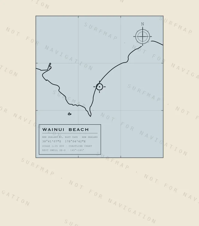 Wainui Beach chart, the full artwork printed on the back