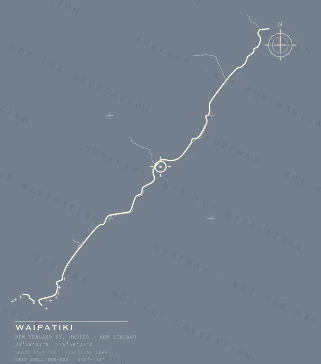 Waipatiki chart, the full artwork printed on the back
