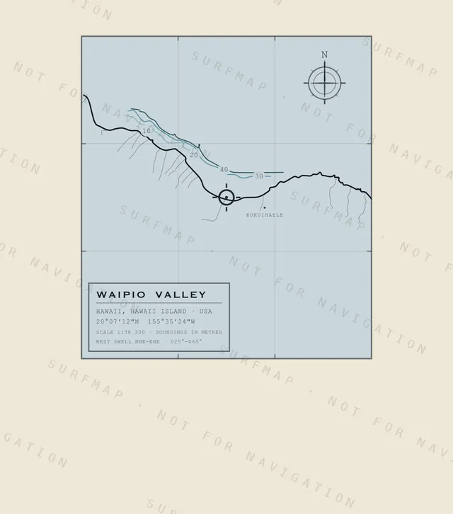 Waipio Valley chart, the full artwork printed on the back