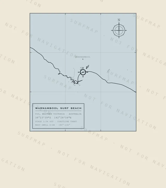 Warnambool Surf Beach chart, the full artwork printed on the back