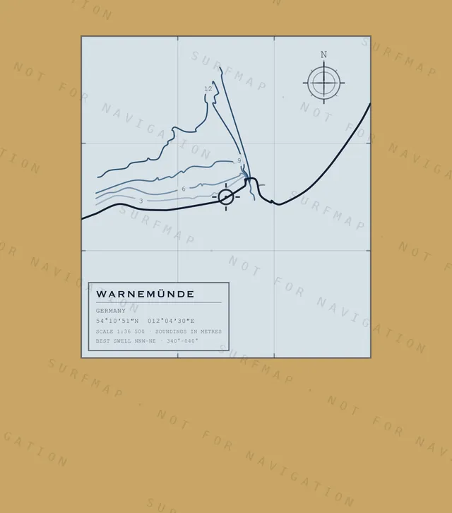 Warnemünde chart, the full artwork printed on the back