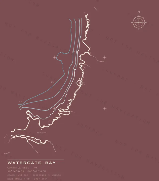 Watergate Bay chart, the full artwork printed on the back