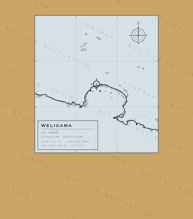 Weligama chart, the full artwork printed on the back