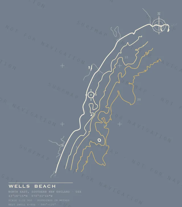 Wells Beach chart, the full artwork printed on the back