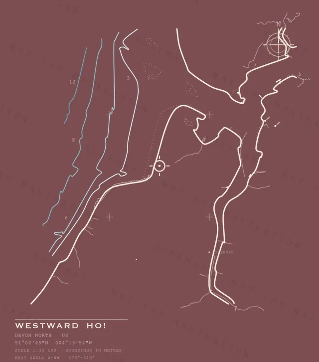 Westward Ho! chart, the full artwork printed on the back