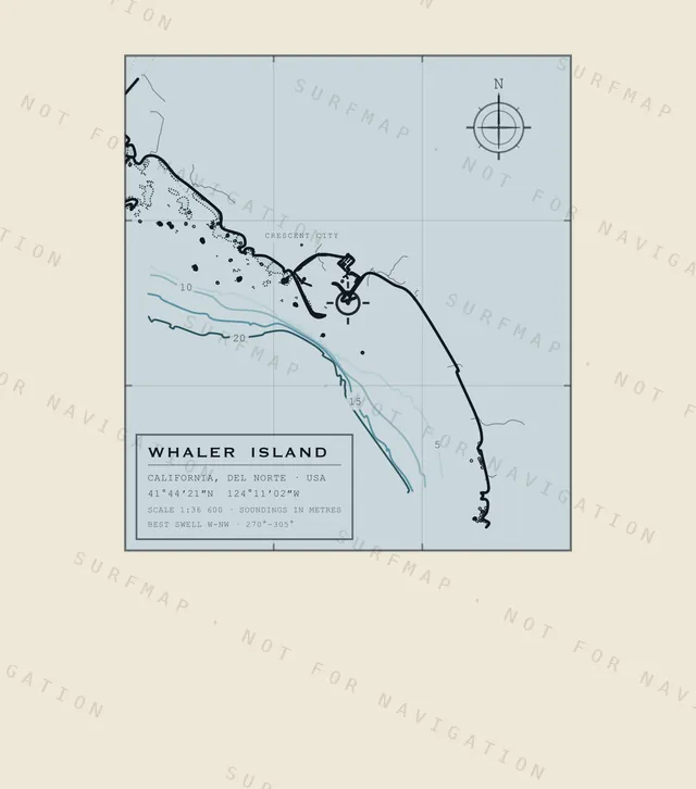 Whaler Island chart, the full artwork printed on the back