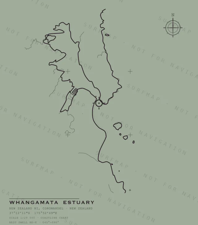 Whangamata Estuary chart, the full artwork printed on the back