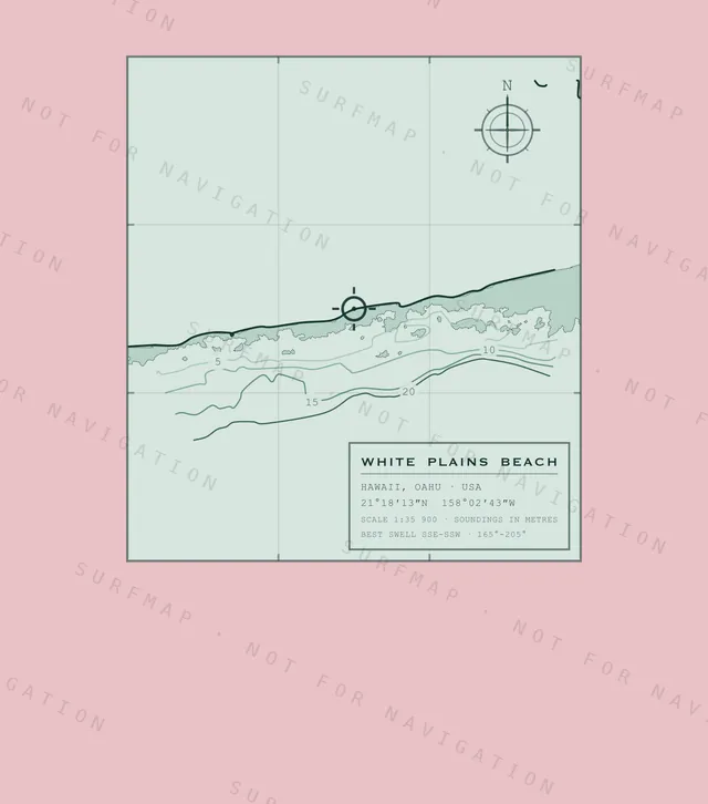 White Plains Beach chart, the full artwork printed on the back