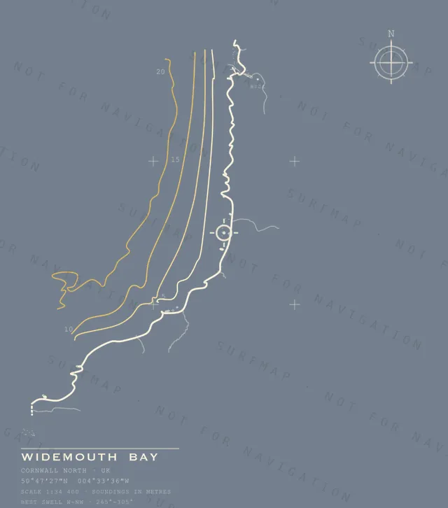 Widemouth Bay chart, the full artwork printed on the back