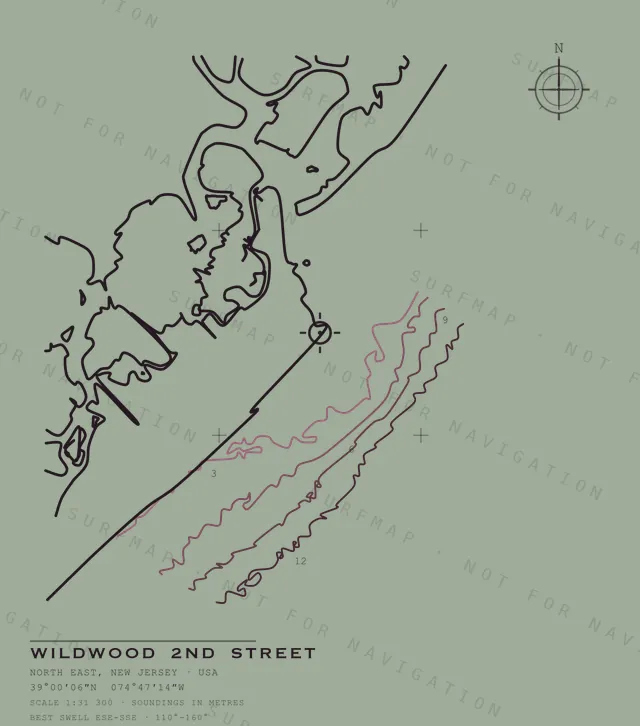 Wildwood 2nd Street chart, the full artwork printed on the back