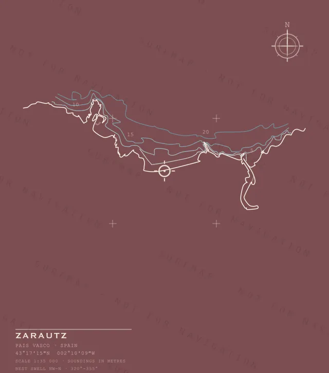 Zarautz chart, the full artwork printed on the back