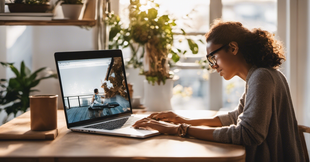 Woman on desktop looking for Top AI Websites